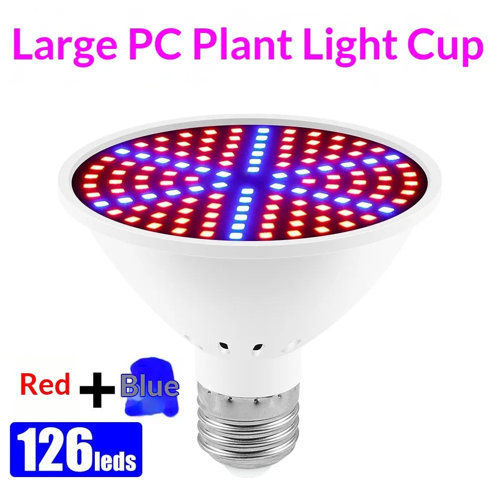 Red-blue spectrum plant growth fill light with 126 LED beads in compact square housing