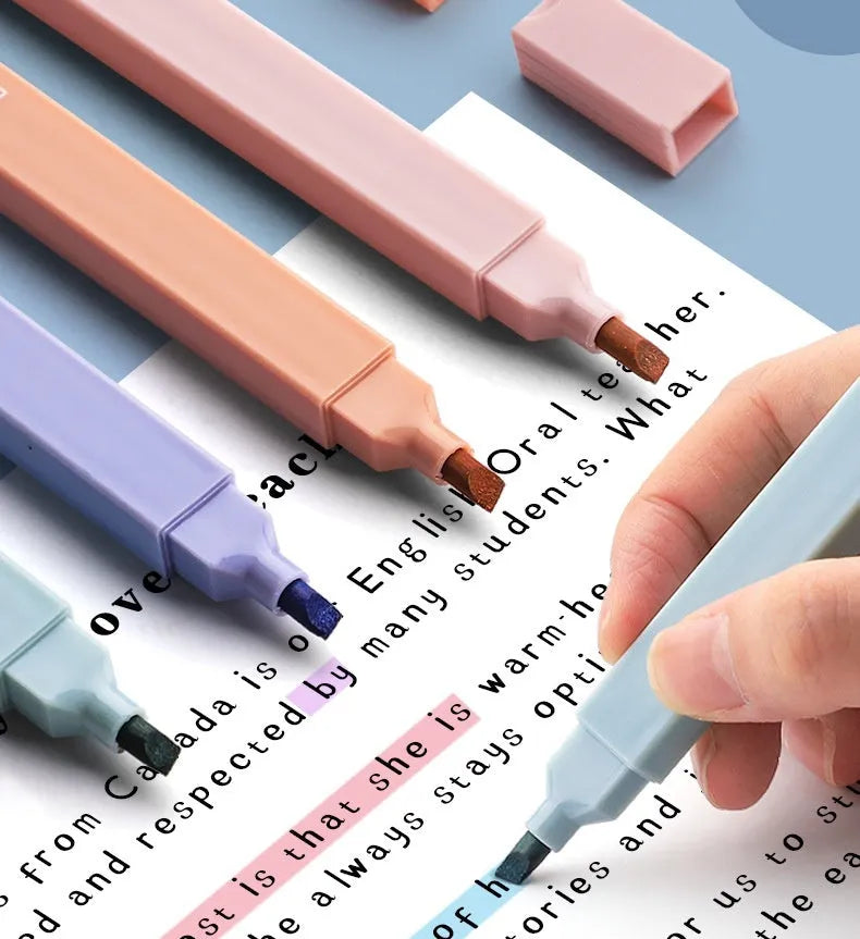 Set of double-headed fluorescent marker pens showing two coloured tips, available in mix colours or themed series packs.