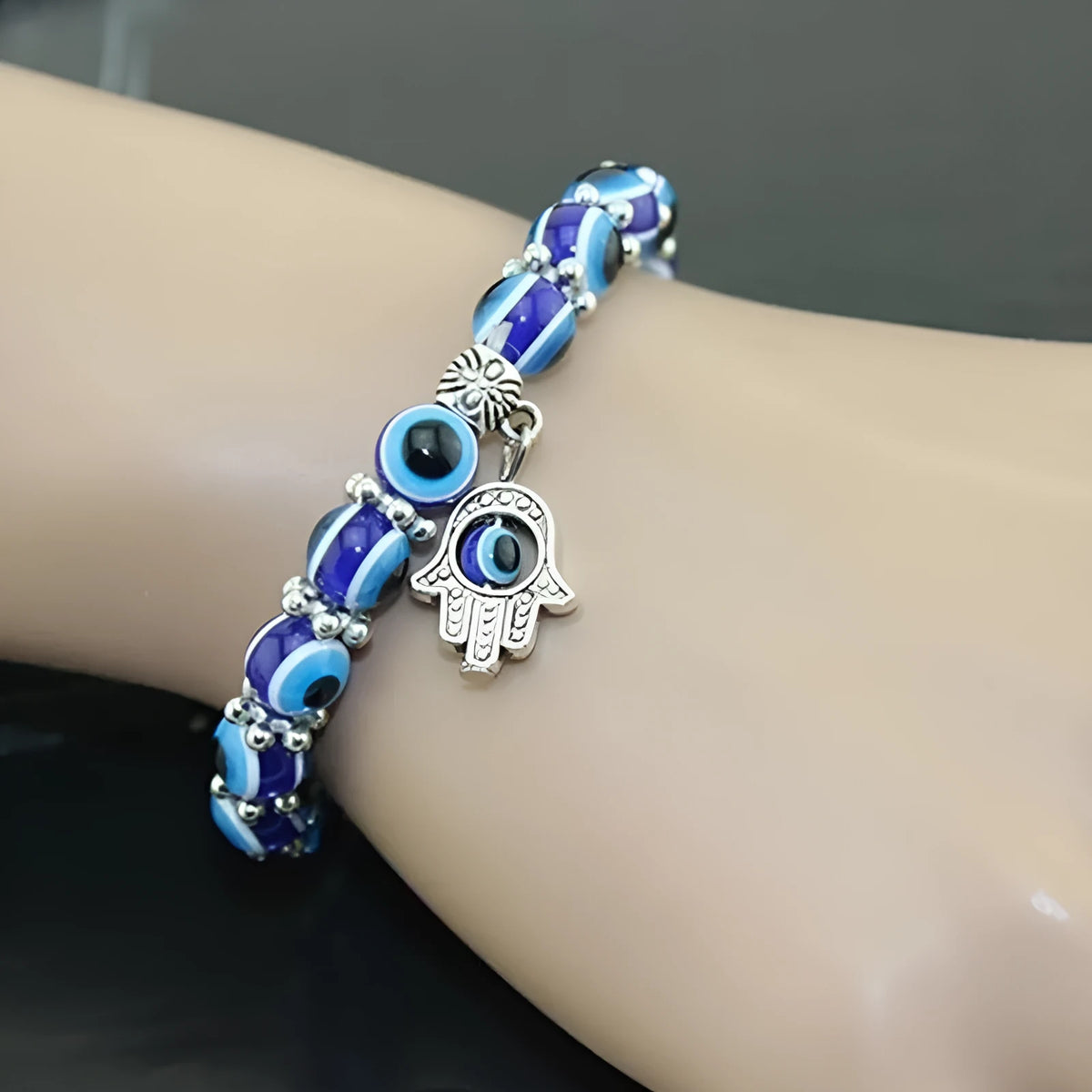 Lucky bracelet bracelet in ethnic style, alloy with baking varnish, unisex geometric design, owl charm option