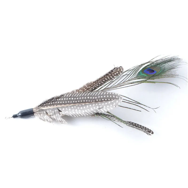 Cat feather teaser pole toy extended to 85cm with five replacement feather heads