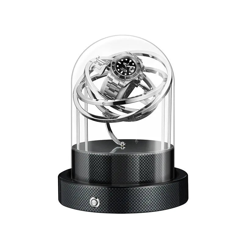 Glass cover mechanical watch shaker with Japan Mabuchi silent motor, 18cm x 18cm x 23cm, Gold or Silver, two pillows included