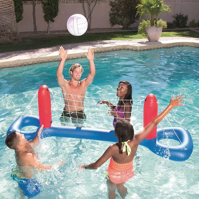 Inflatable floating pool basketball hoop with three coloured rings for summer water play set