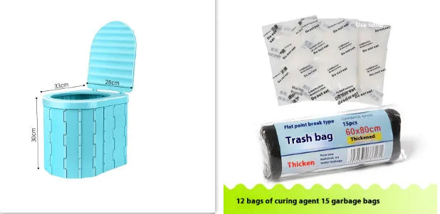 Disposable emergency urine bag kit with curing agent packs and garbage bags for portable toilet use