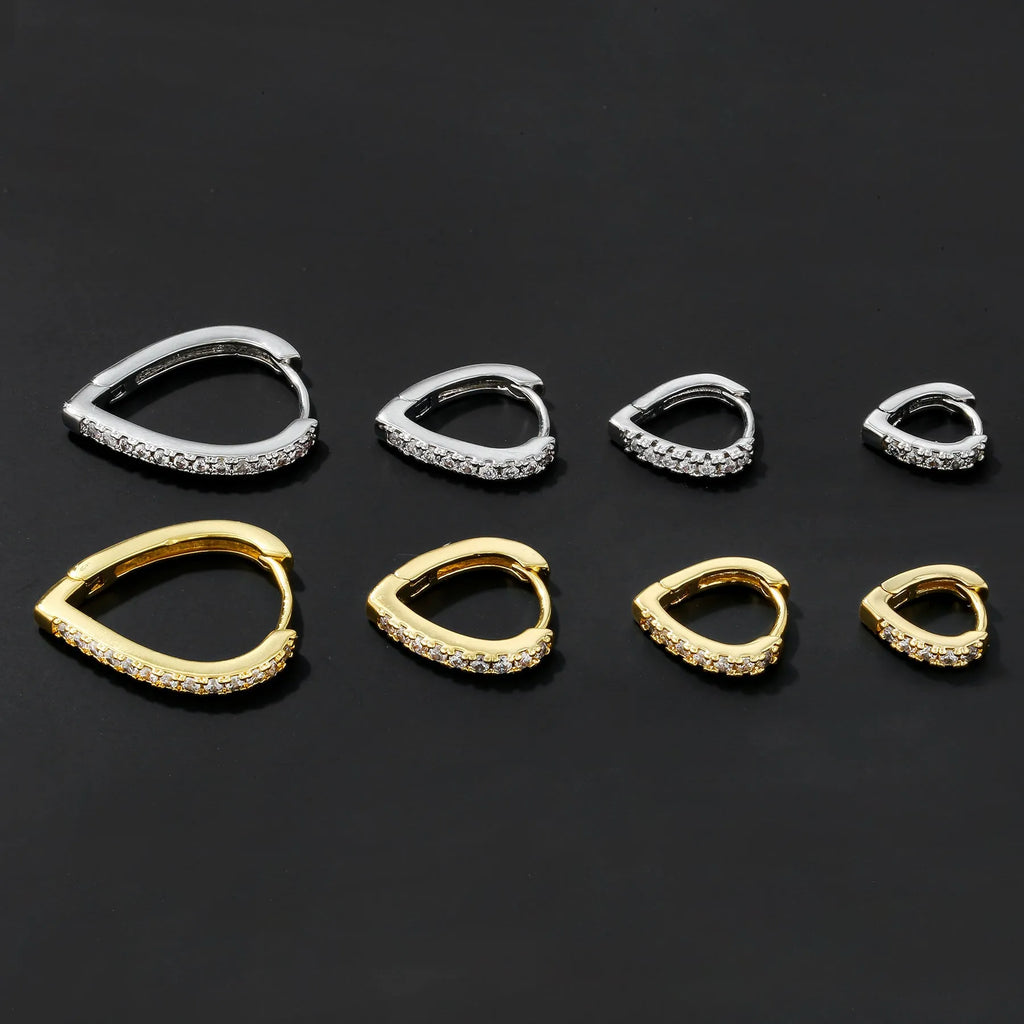 Geometric copper ear clip with love heart design in gold electroplated finish