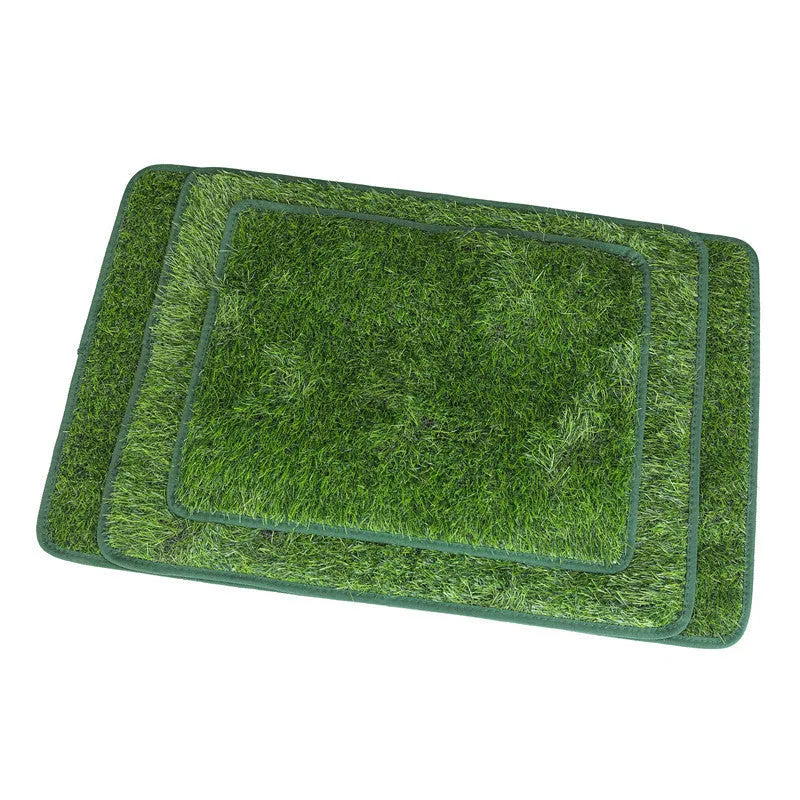 Green dog grass pee pad with realistic texture and drainage layer for pet training