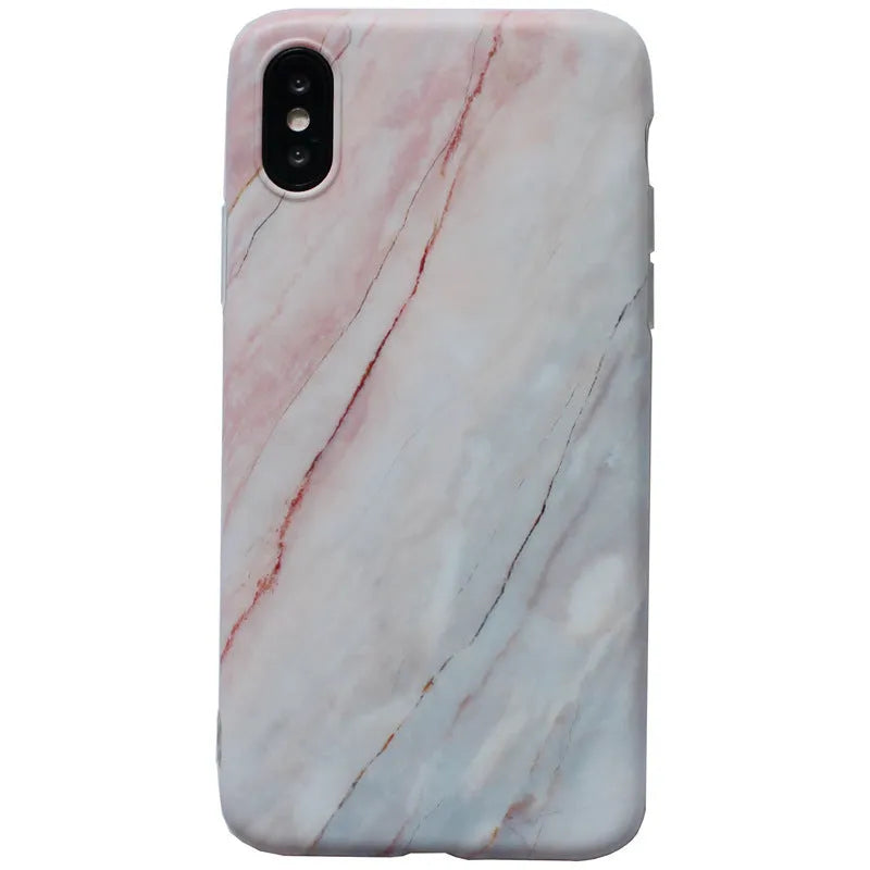 White marble silicone phone case compatible with Apple iPhone X and XS models, back cover with flexible material