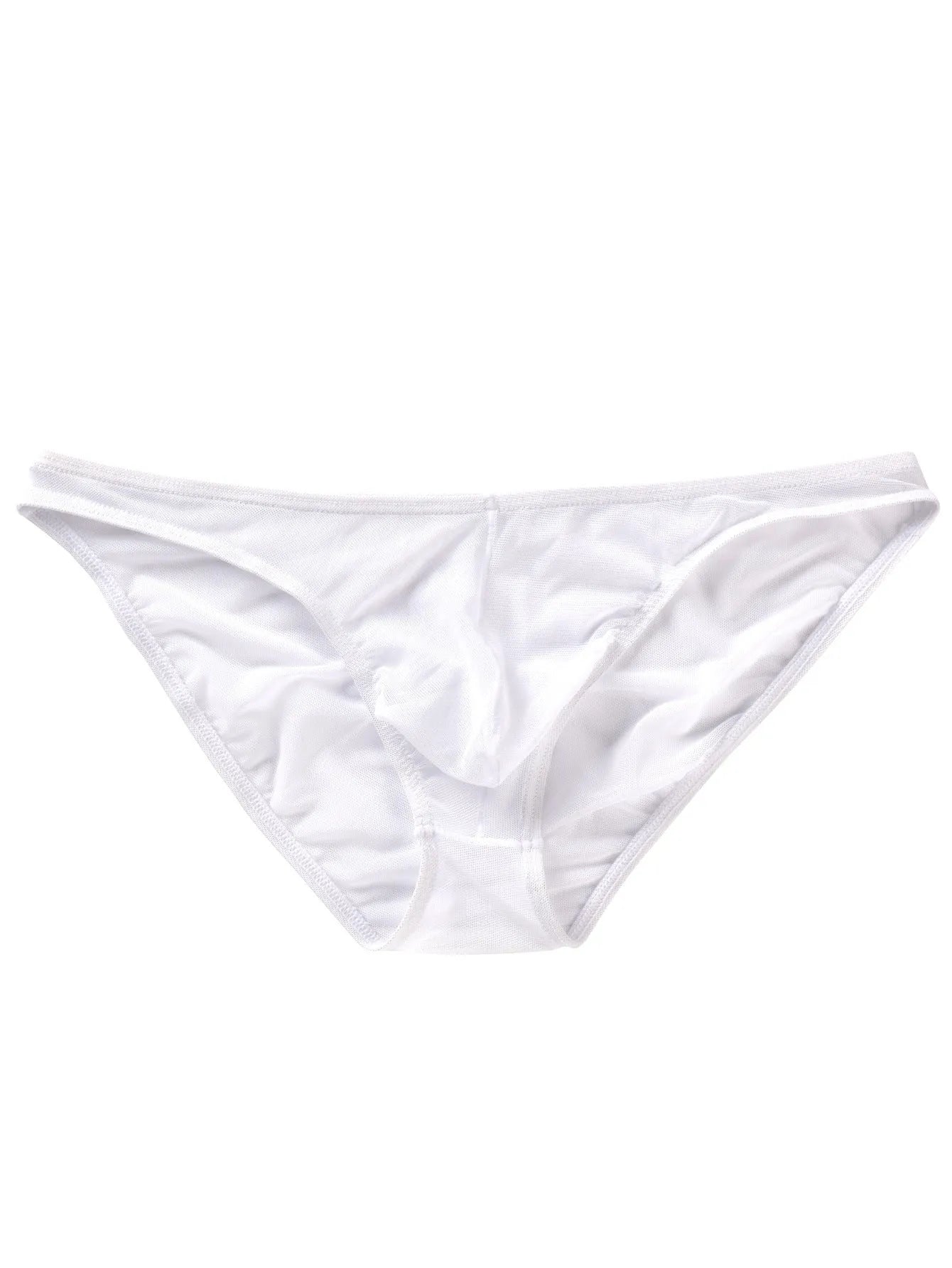 Men's black low-waist triangle briefs made from quick-drying Nylon ice silk fabric.