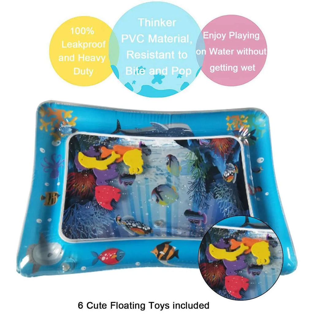 Baby playing pad water cushion in whale colour pattern, 60x50 cm PVC crawling mat