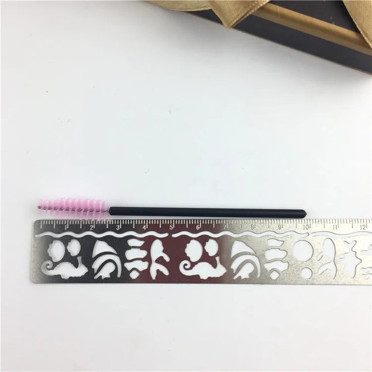 Disposable eyelash curler comb in black, blue, pink, rose red, white, and yellow colours, 10cm length