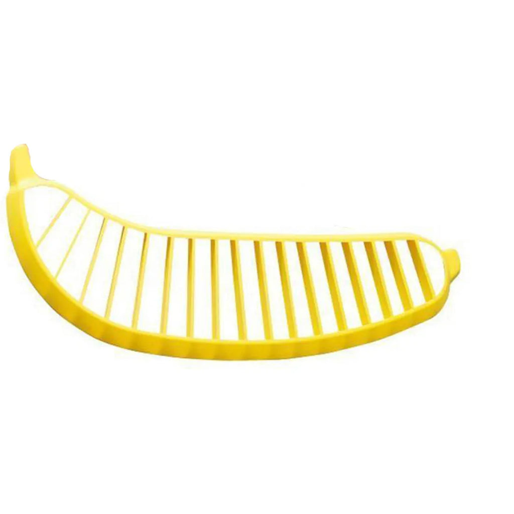Yellow banana slicer made from food-grade PP plastic on a light background