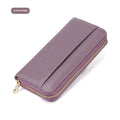 Women's genuine leather long wallet in six colour options with anti-theft card swiping functionality