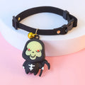 Polyester Halloween dog collar decoration showing pumpkin man, luminous brat, and luminous skull cartoon patterns.
