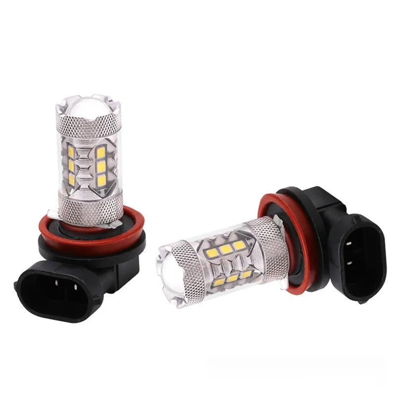 White 6000K car front fog light with aluminium housing, 47x70mm, universal bulb base fit