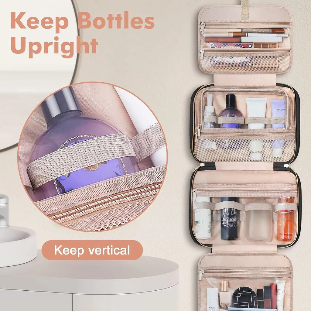Portable large capacity travel storage wash bag with zipper in multiple colour options.
