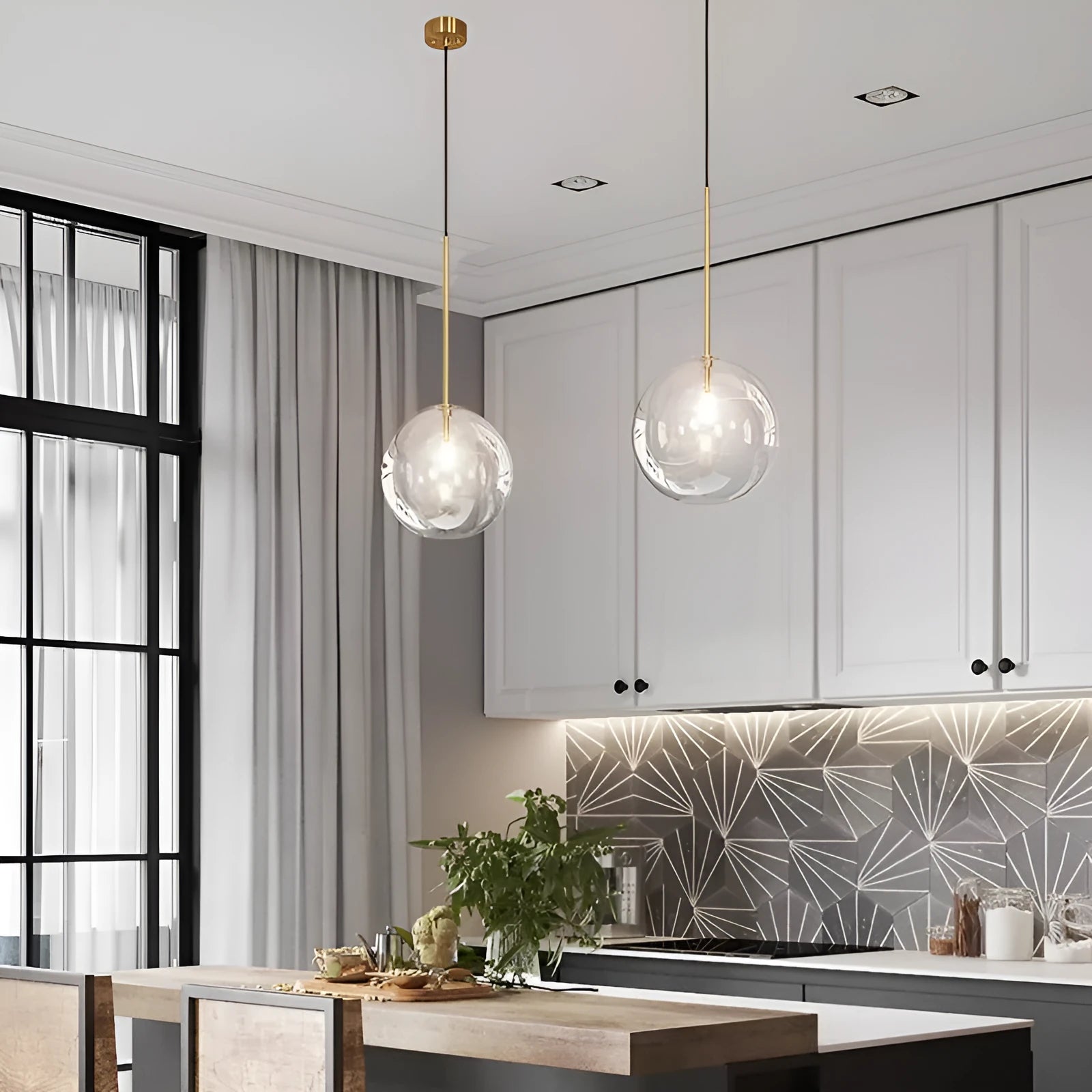 Nordic glass chandelier single head with ball diameter options in white or warm light bulb for restaurant dining
