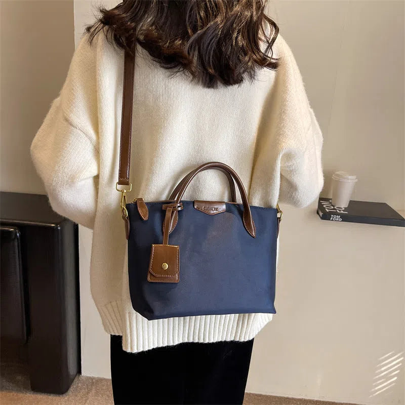 Women's large-capacity Oxford cloth shoulder crossbody bag in black, khaki or blue with 3D pocket and single strap