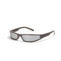 Women's narrow frame future style sunglasses in bright black and grey colourway