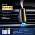 Smart car vent clip aroma diffuser in obsidian black with three bottles of essential oil