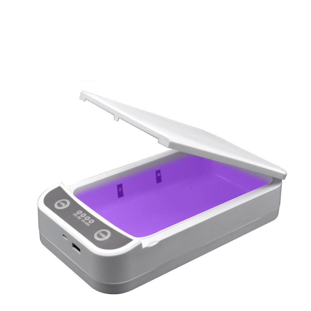 UV disinfection box for mobile phones with four UV-C lamps, dimensions 218x123x53mm