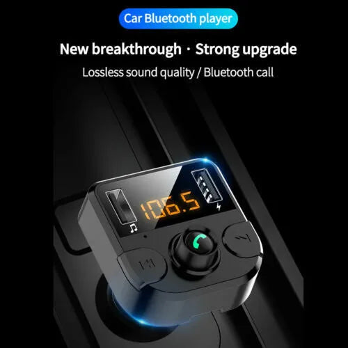 Black car MP3 player Bluetooth FM transmitter with LED dot matrix screen for 12V-24V vehicles