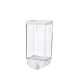 White transparent kitchen food storage container with easy-press cereal dispenser and wall mount