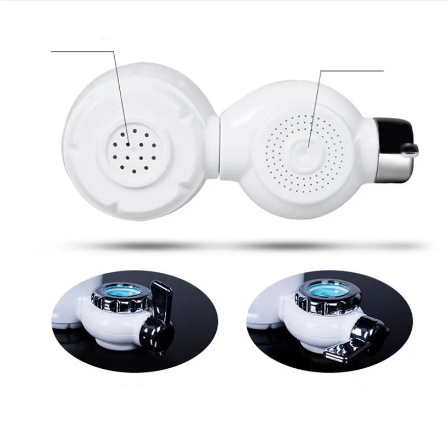 White plastic kitchen faucet water filter with ceramic cartridge and universal adapter set