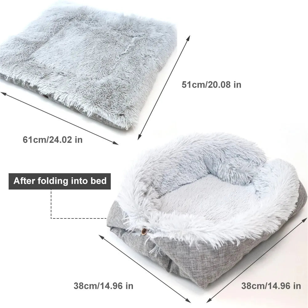 Velvet cat bed 61x51cm seat cushion in white or grey, also usable as pet mat or blanket