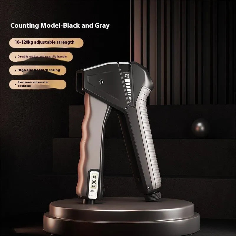 Adjustable hand gripper exercise equipment with mechanical counter in various colour options showing resistance settings from 5-60kg
