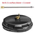 15 inch black high pressure surface cleaner with copper scrubbing disc and 1/4 inch quick disconnect plug
