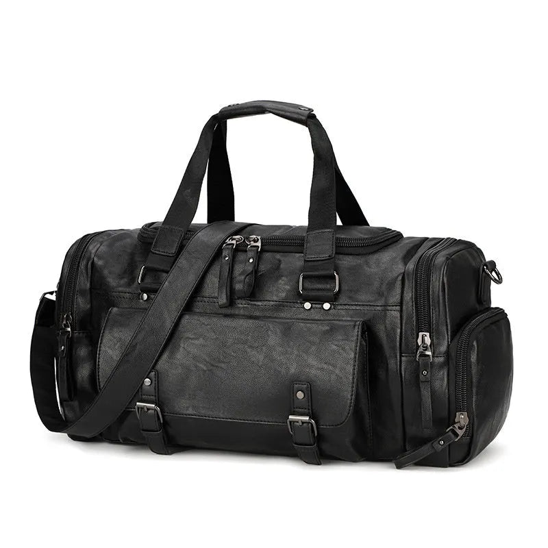 Black large capacity travel bag with separate shoe compartment for gym kit and holidays.