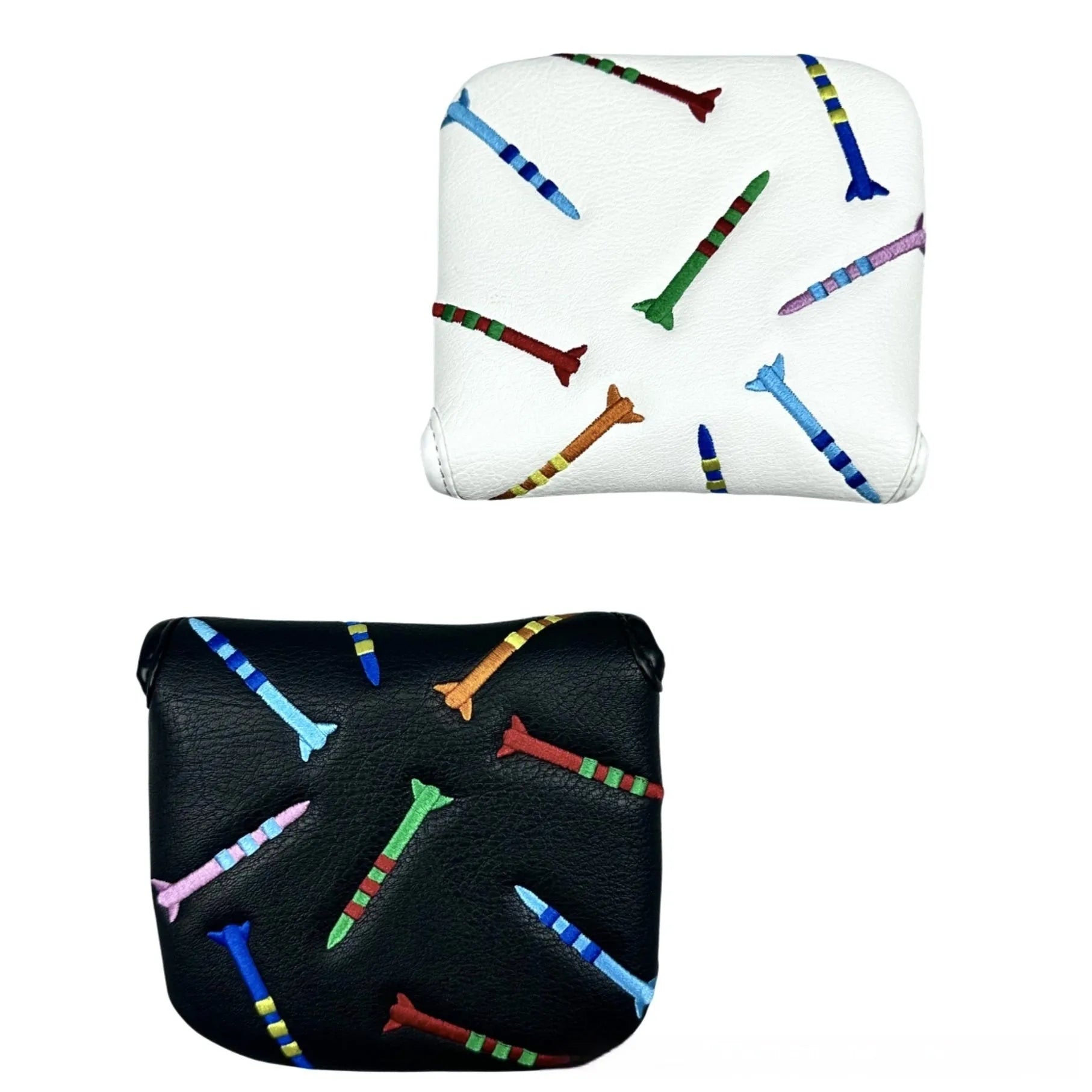 Black and white golf putter protective sleeve for Rocket Pattern Square putter grips