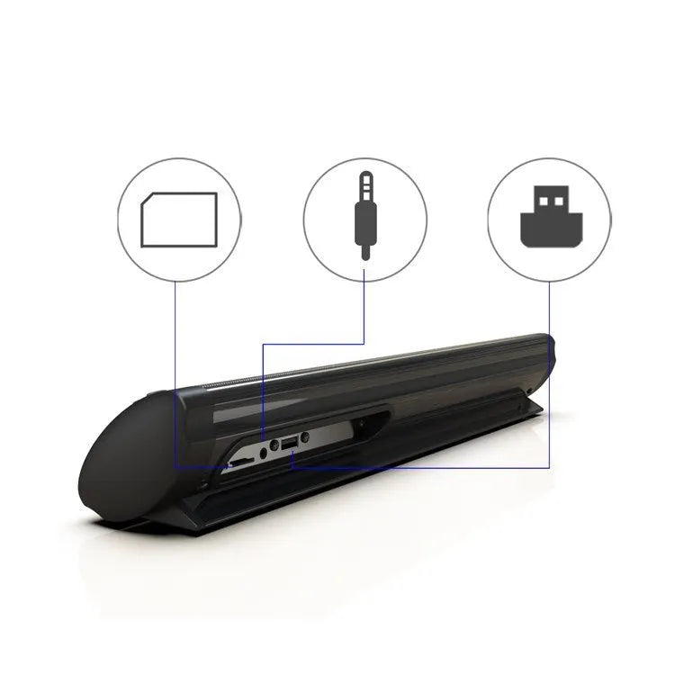 Black wall-mounted BS-41 Bluetooth speaker with remote control on a white wall.