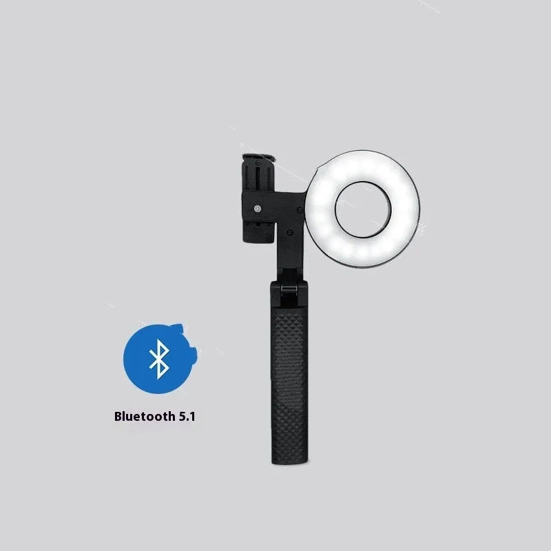 Black handheld LED fill light for phone photography with USB charging port