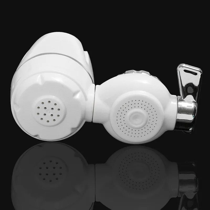 White plastic kitchen faucet water filter with ceramic cartridge and universal adapter set