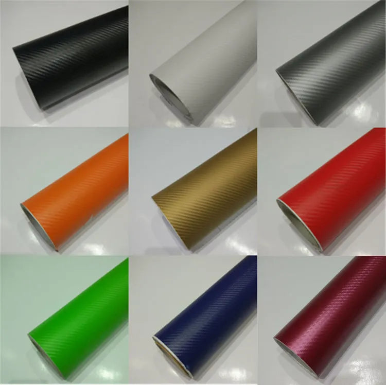 Roll of black car carbon fiber sticker 127x30cm with foam stick on car trim