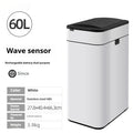Stainless steel smart inductive trash can with square shape and automatic lid.