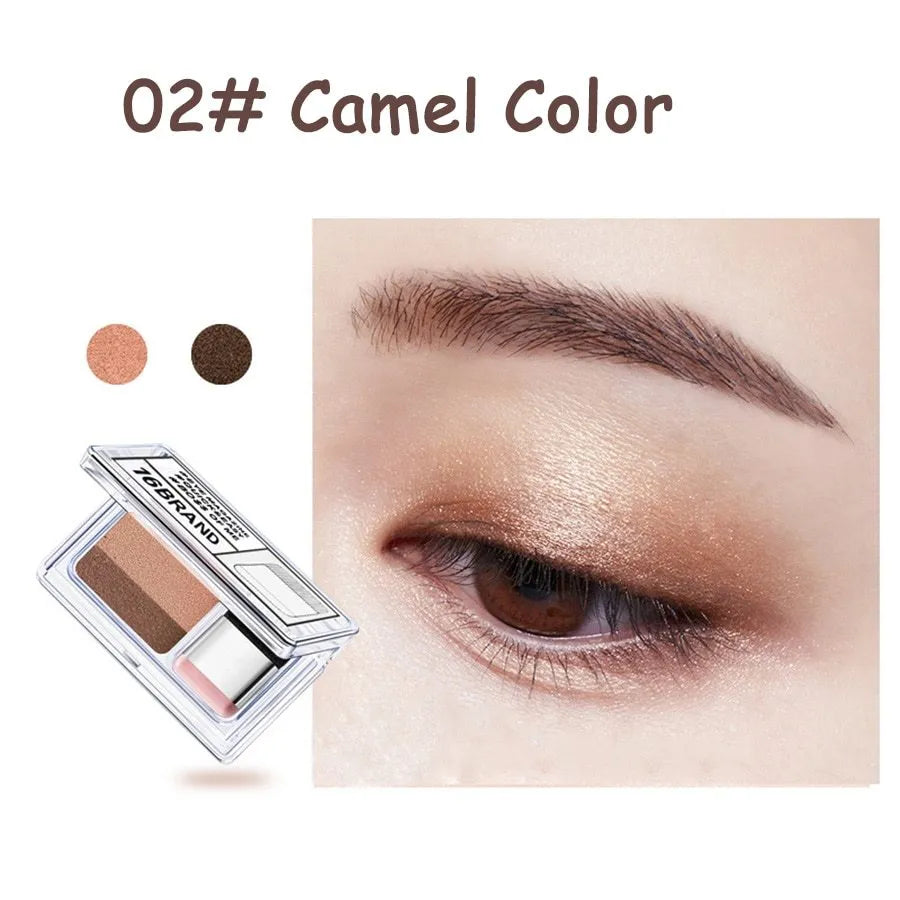 LAIKOU Double Color Eye Shadow Makeup Palette with two complementary shades, waterproof glitter finish, 3g compact