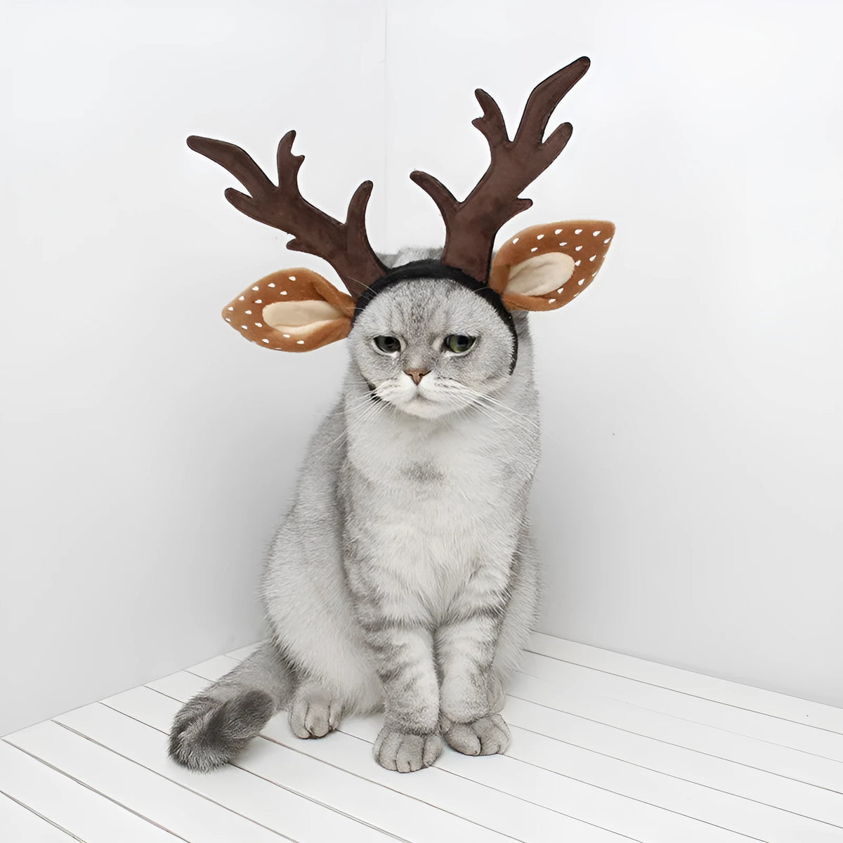 Brown polyester deer antler headband with anti-slip design for holiday and forest fairy costumes, sizes S M L