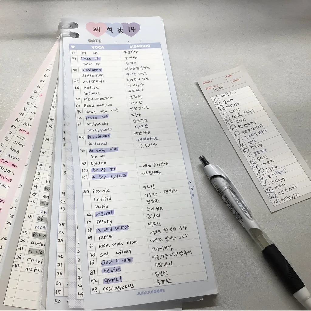 Vertical double-sided notepad with English words design in B5 half size