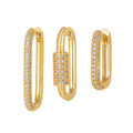 Geometric ear clip set with micro inlaid zircon jewellery in gold and white colour options