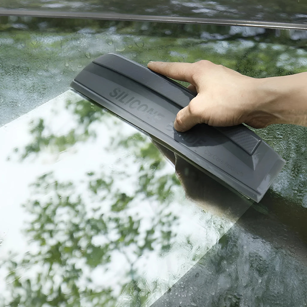 One-piece black silicone car wash wiper with soft non-scratch edge for paint and windows