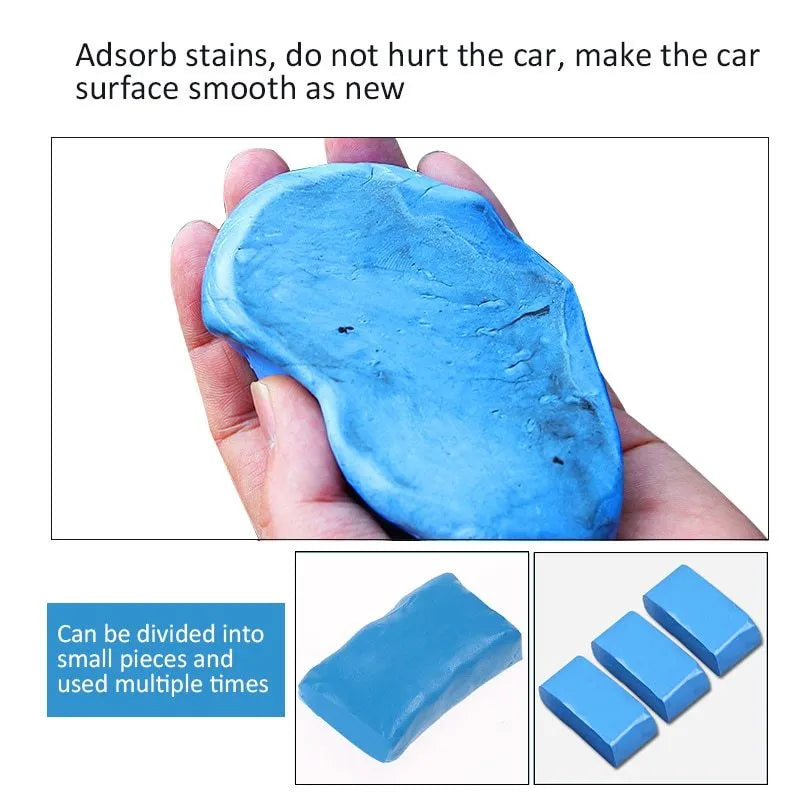 Dark blue Magic Clay car washing mud block with universal fit for paint decontamination