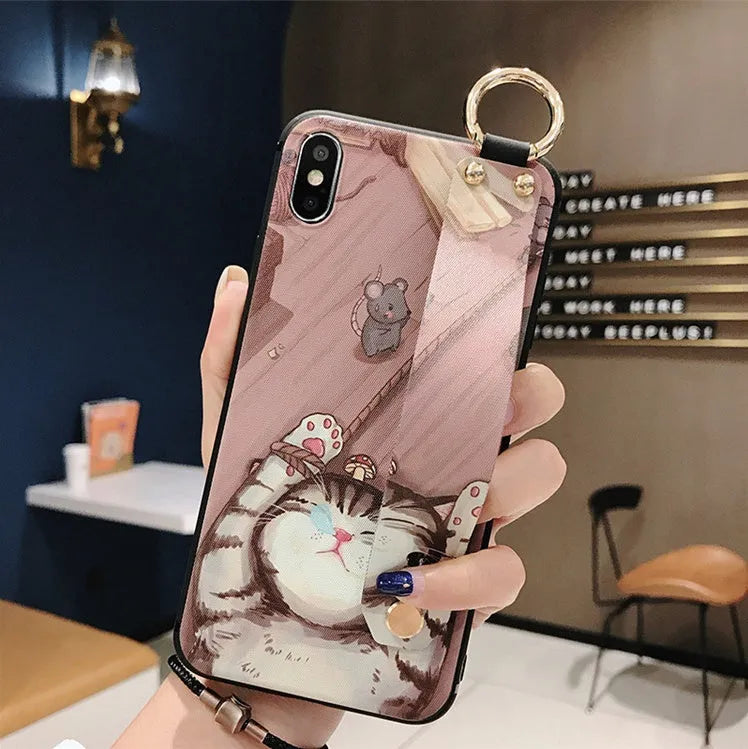 Samsung Galaxy phone case with a bracket folded out from the back, shown in a simple design.