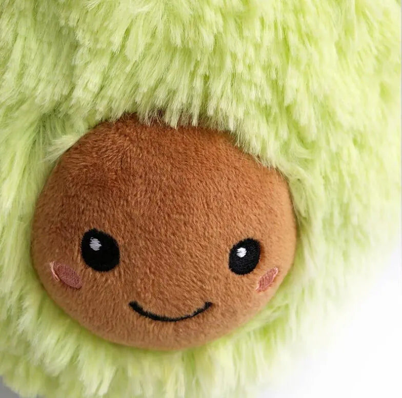 Soft plush avocado pillow toy in 20cm size with green fabric and PP cotton filling