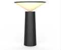 Black USB LED table lamp with touch controls and adjustable 40-degree flip head on wooden desk