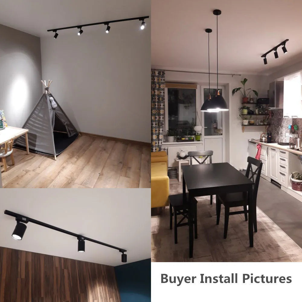 Black LED track spotlight with narrow beam angle for jewellery display lighting