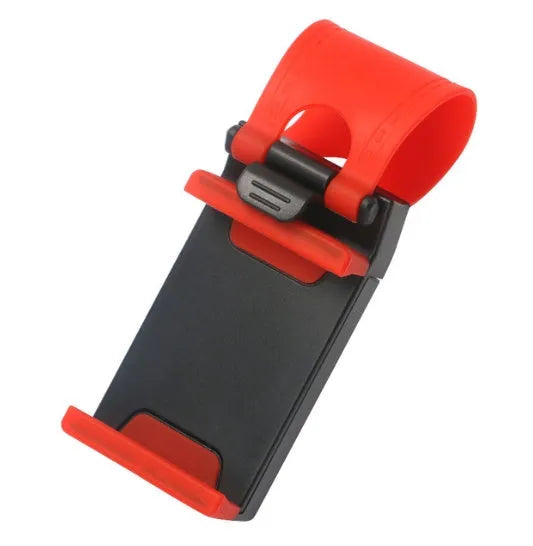 Black universal car steering wheel clip mount holder for mobile phones and GPS devices