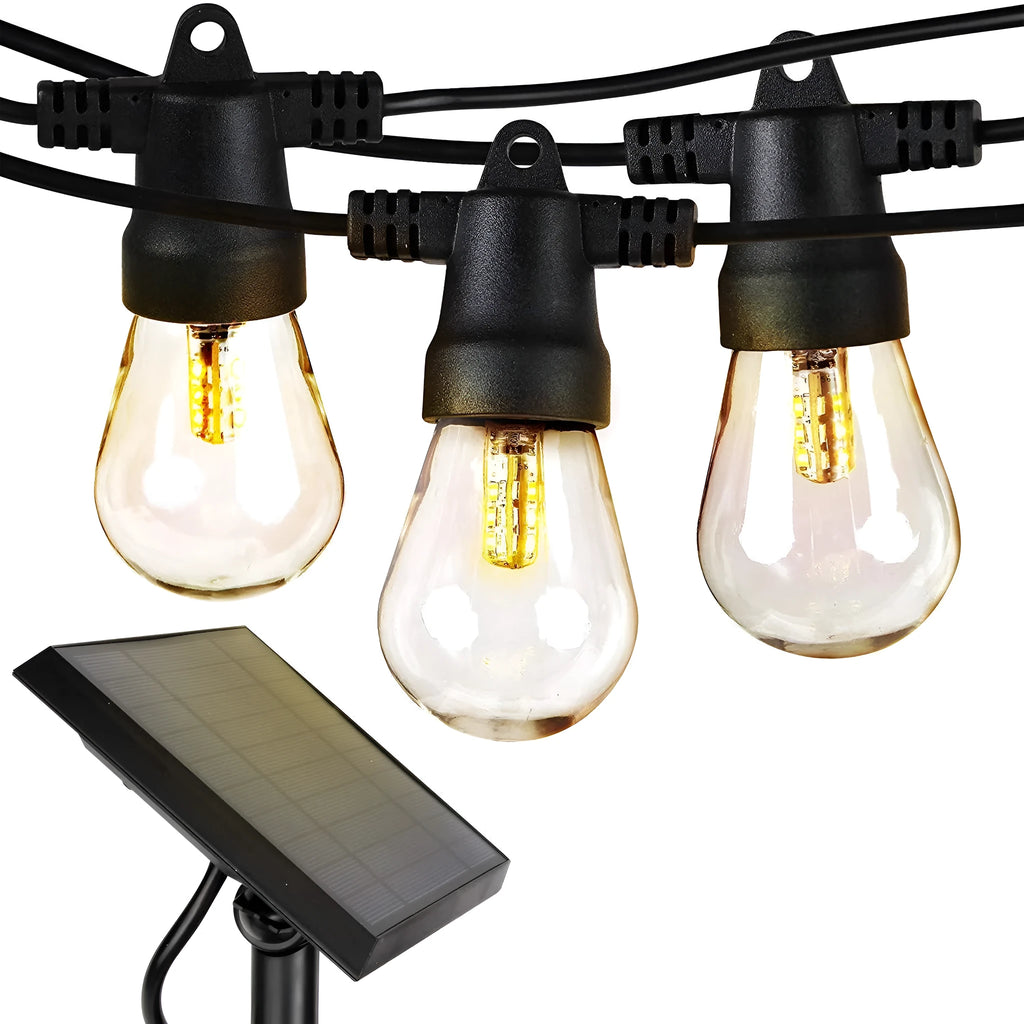 Waterproof solar LED string lights with PVC shell for outdoor garden or patio illumination
