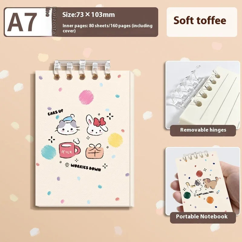 A7 small notebook flip-up portable journal set of 4 in assorted colours with 80 sheets each