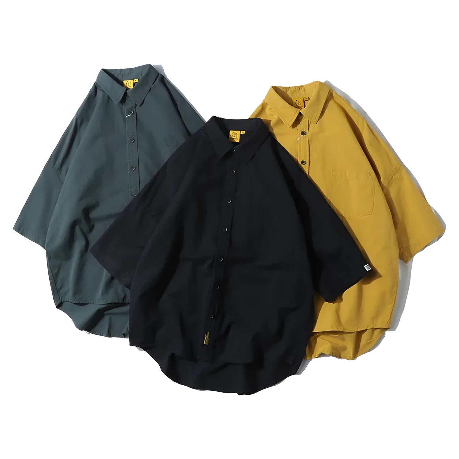 Men's summer cotton cardigan shirt in pure colours with Japanese loose fit